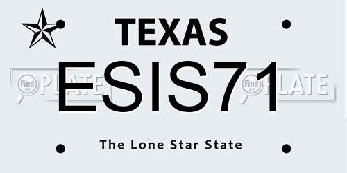 ESIS71 Texas License Plate