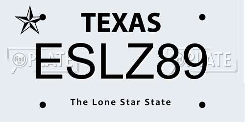 ESLZ89 Texas License Plate