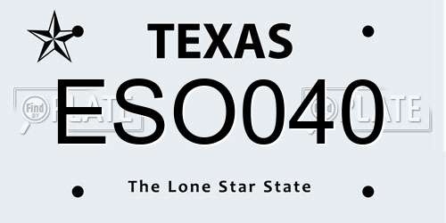 ESO040 Texas License Plate