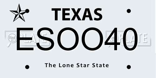 ESOO40 Texas License Plate