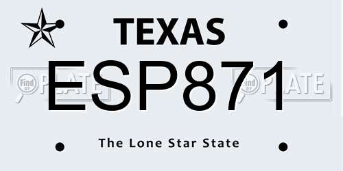 ESP871 Texas License Plate