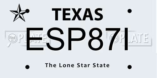 ESP87I Texas License Plate