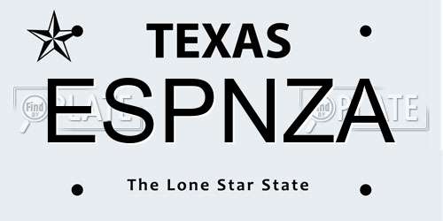 ESPNZA Texas License Plate