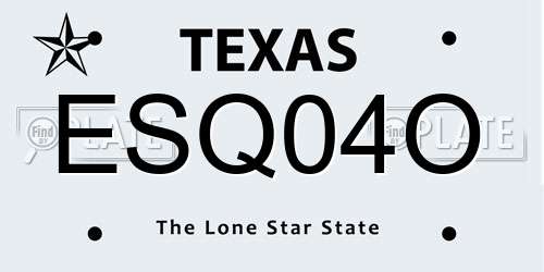 ESQ04O Texas License Plate