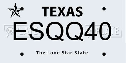 ESQQ40 Texas License Plate