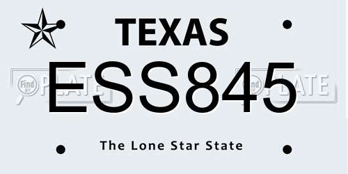ESS845 Texas License Plate