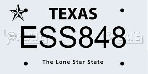 ESS848 Texas License Plate