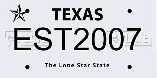 EST2007 Texas License Plate