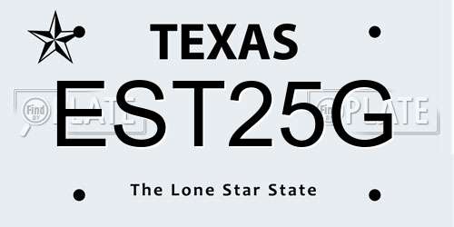 EST25G Texas License Plate