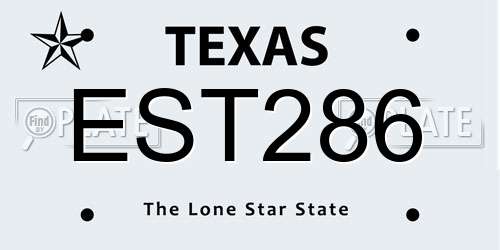 EST286 Texas License Plate