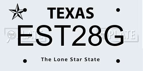 EST28G Texas License Plate