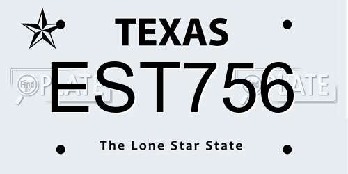 EST756 Texas License Plate