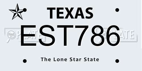 EST786 Texas License Plate