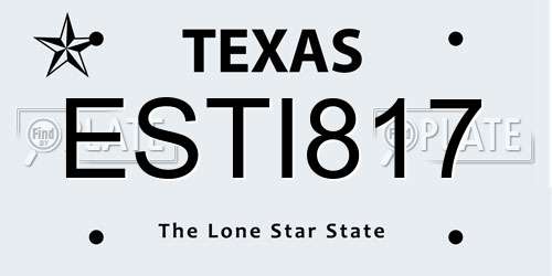 ESTI817 Texas License Plate