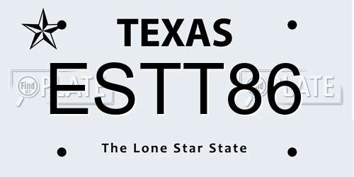 ESTT86 Texas License Plate