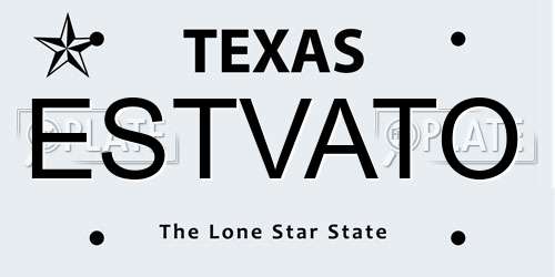 ESTVATO Texas License Plate