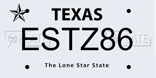 ESTZ86 Texas License Plate