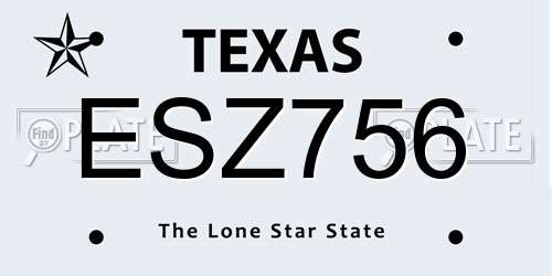 ESZ756 Texas License Plate