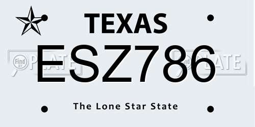 ESZ786 Texas License Plate