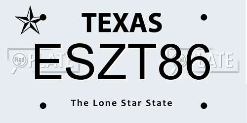 ESZT86 Texas License Plate