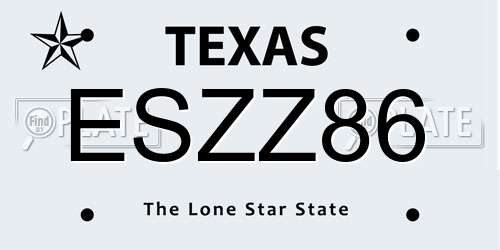 ESZZ86 Texas License Plate