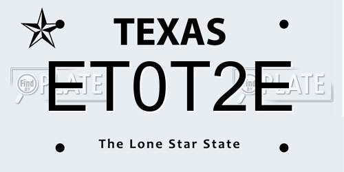 ET0T2E Texas License Plate