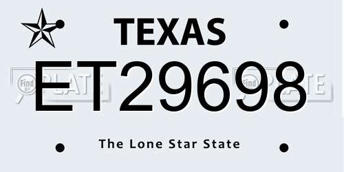 ET29698 Texas License Plate