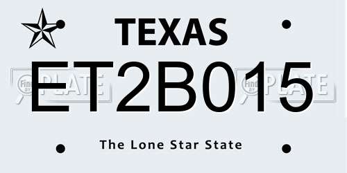ET2B015 Texas License Plate