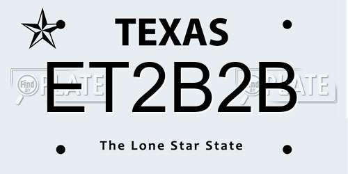 ET2B2B Texas License Plate