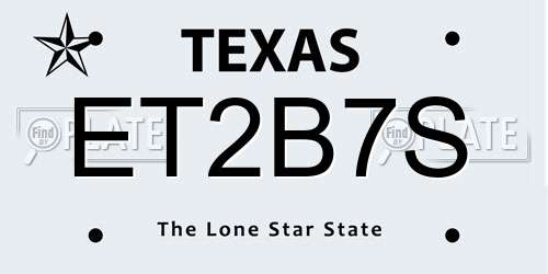 ET2B7S Texas License Plate