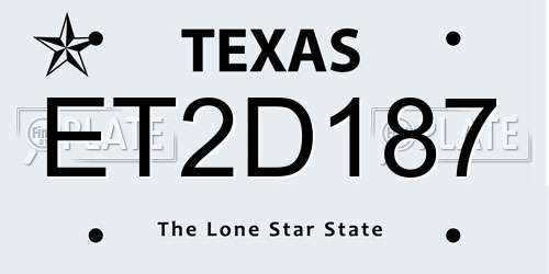 ET2D187 Texas License Plate