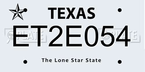 ET2E054 Texas License Plate