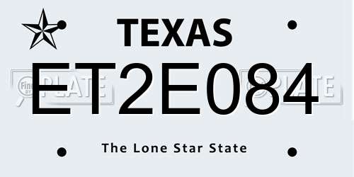 ET2E084 Texas License Plate