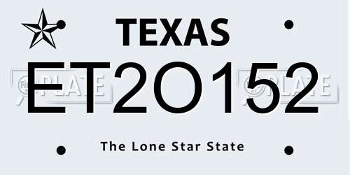 ET2O152 Texas License Plate