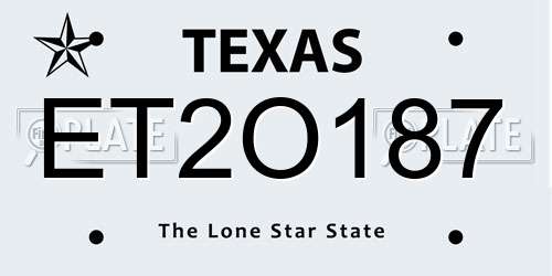 ET2O187 Texas License Plate
