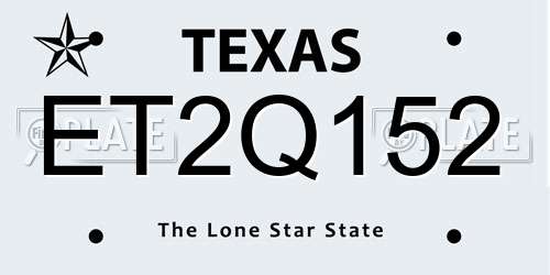 ET2Q152 Texas License Plate