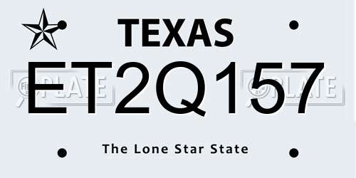 ET2Q157 Texas License Plate