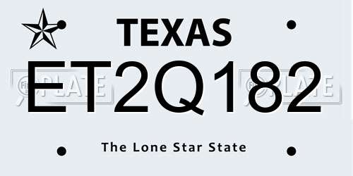 ET2Q182 Texas License Plate