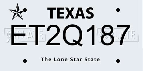 ET2Q187 Texas License Plate