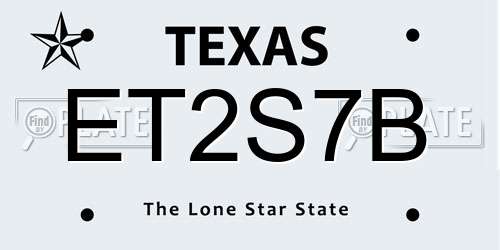 ET2S7B Texas License Plate