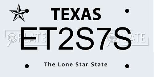 ET2S7S Texas License Plate