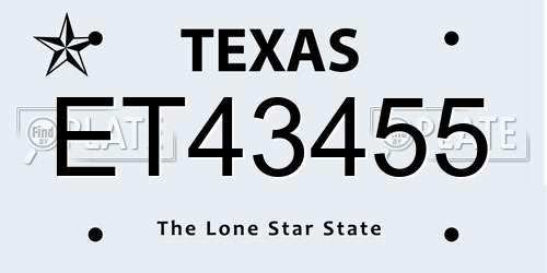 ET43455 Texas License Plate