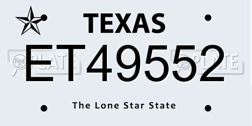ET49552 Texas License Plate