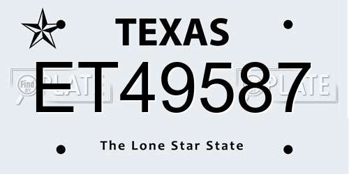ET49587 Texas License Plate
