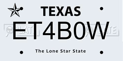 ET4B0W Texas License Plate