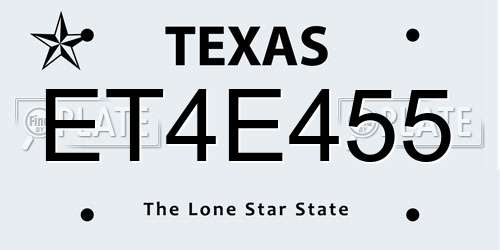 ET4E455 Texas License Plate