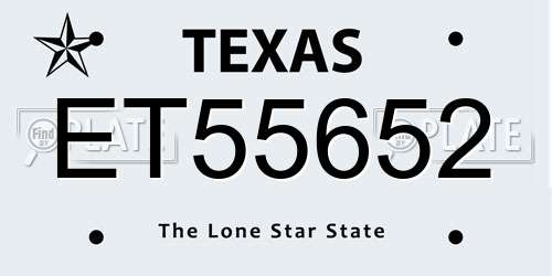 ET55652 Texas License Plate