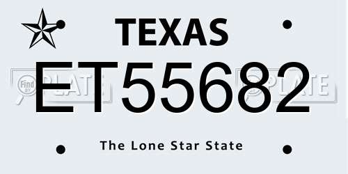 ET55682 Texas License Plate