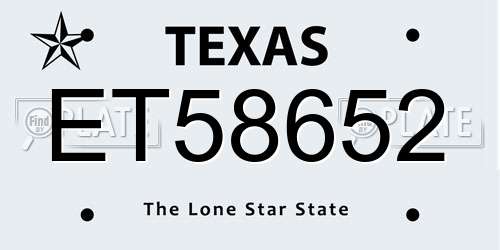 ET58652 Texas License Plate