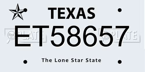 ET58657 Texas License Plate